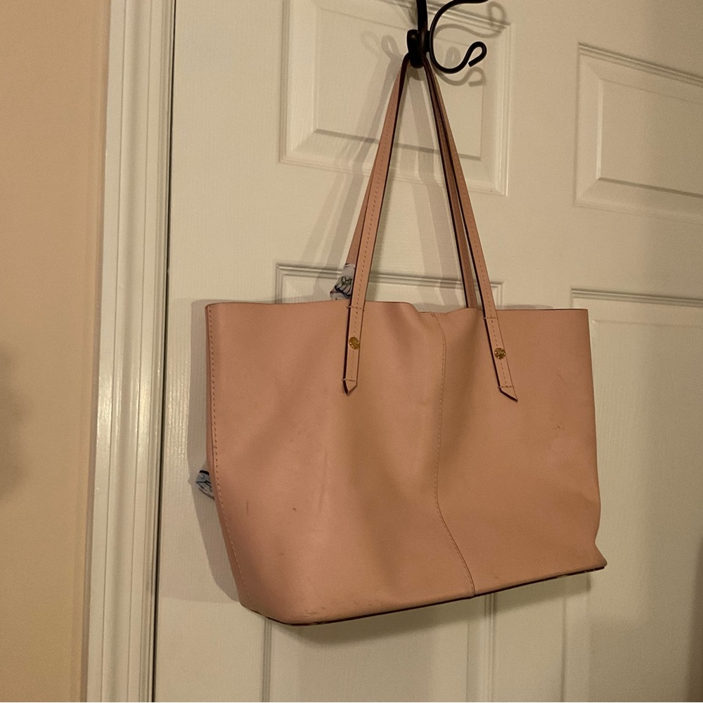 Pink leather tote